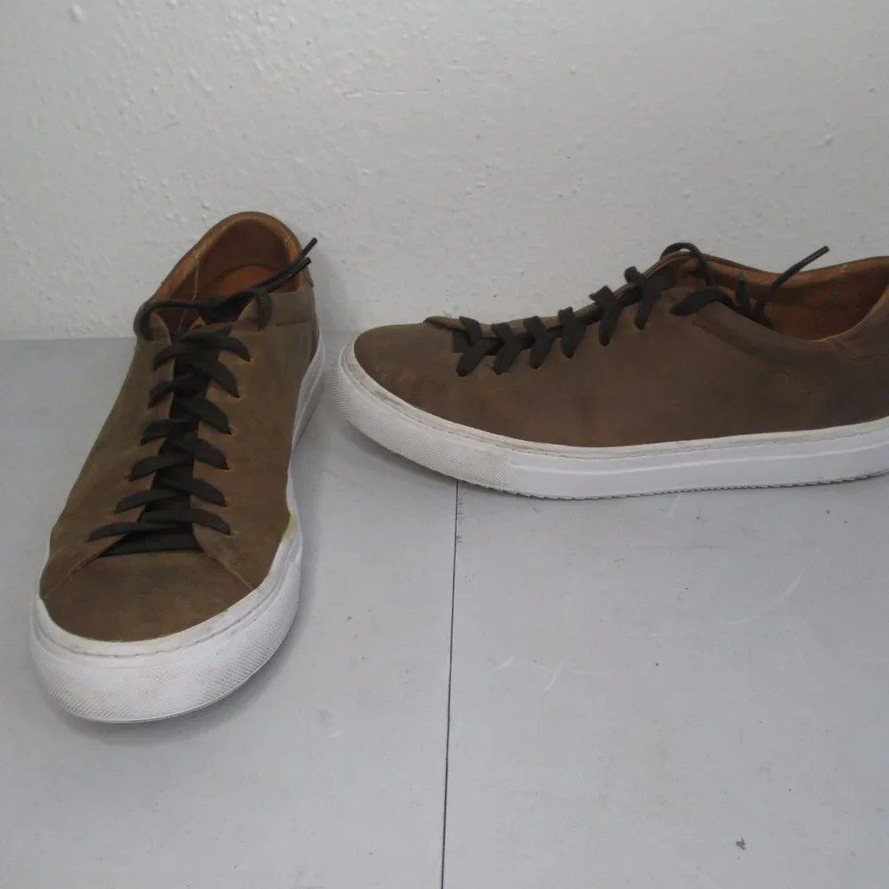 Beckett Simonon Mens Brown Pull-up Leather Reid Sneakers Size 7 Water Repellent